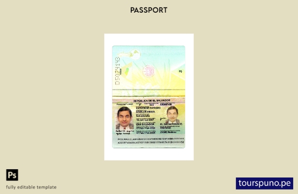 Listo para imprimir la plantilla actual del pasaporte de Salvador