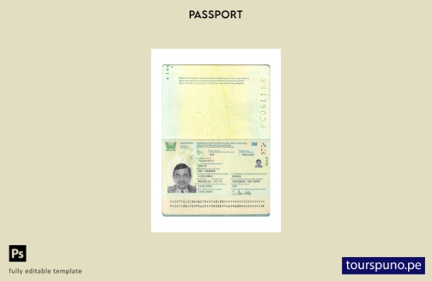Listo para imprimir la plantilla actual del pasaporte de Santo Tomé y Príncipe