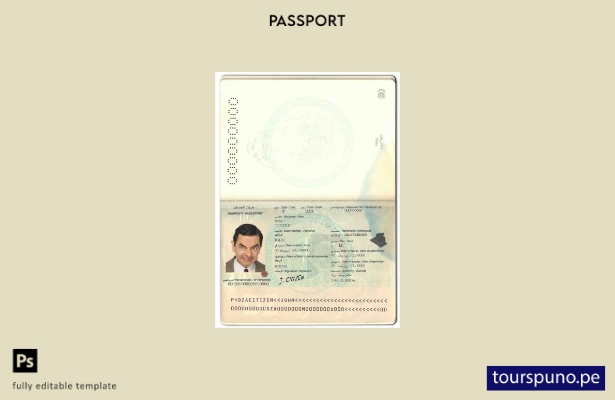 Plantilla de pasaporte de Argelia lista para imprimir