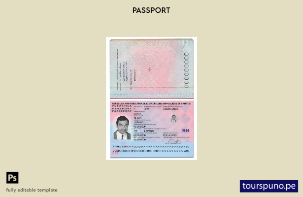 Plantilla de pasaporte de Croacia lista para imprimir
