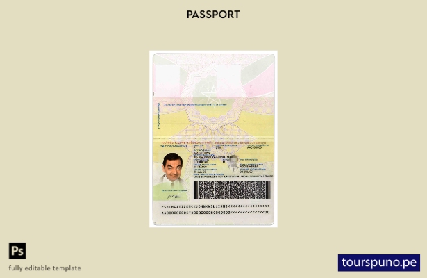 Plantilla de pasaporte de Etiopía lista para imprimir