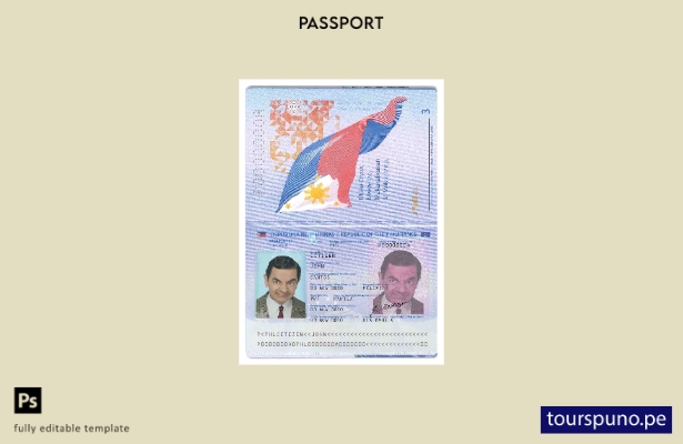 Plantilla de pasaporte de Filipinas lista para imprimir