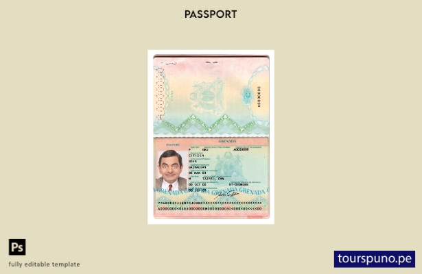 Plantilla de pasaporte de Granada lista para imprimir