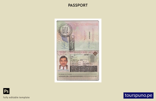 Plantilla de pasaporte de Malí lista para imprimir