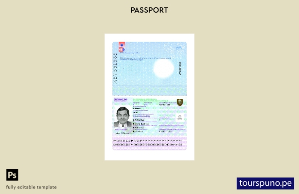 listo para imprimir la plantilla actual del pasaporte de Eslovaquia