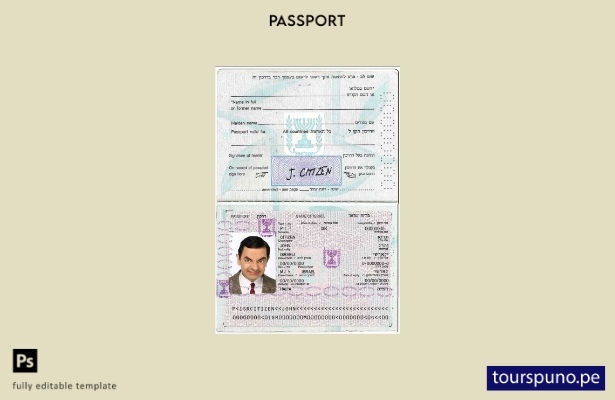 listo para imprimir la plantilla de pasaporte de Israel ()