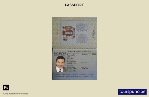 listo para imprimir la plantilla de pasaporte de Nueva Zelanda ()
