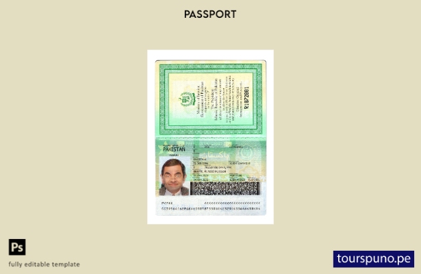 listo para imprimir la plantilla de versión actual del pasaporte de Pakistán