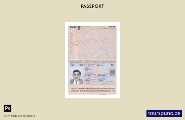 listo para imprimir pasaporte de Lituania nueva plantilla actual