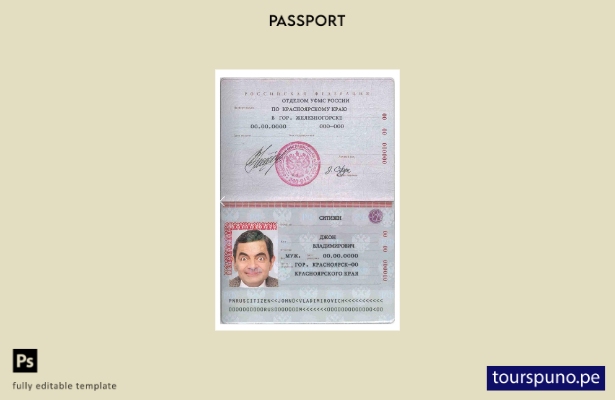 listo para imprimir plantilla de pasaporte estándar de Rusia