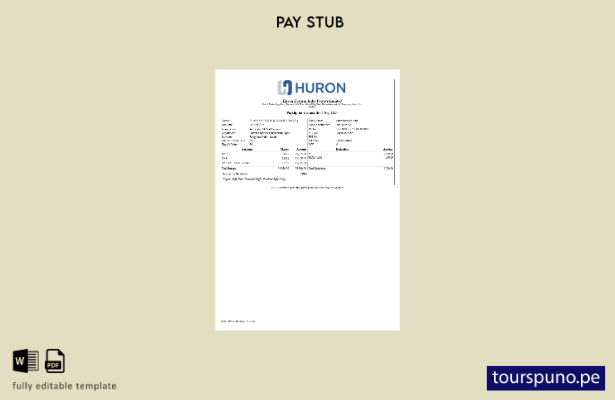 lista para imprimir la plantilla de recibo de nómina de Huron Eurasia India
