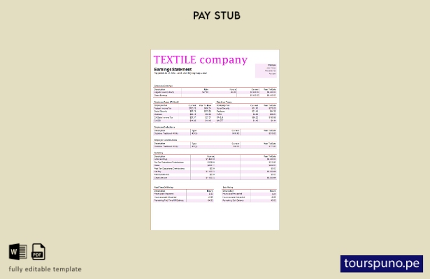 lista para imprimir plantilla de nómina de empresa textil
