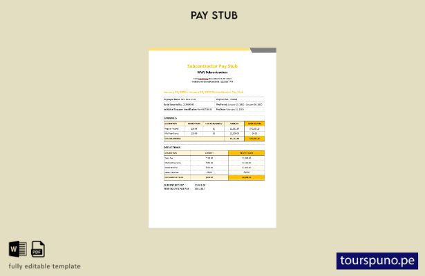 plantilla de recibos de pago de subcontratistas de WWL lista para imprimir