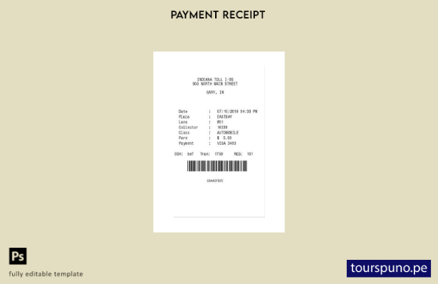 Plantilla de cheque de pago de peaje de Indiana lista para imprimir