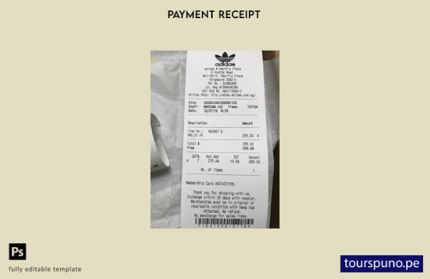 Plantilla de cheque de pago de tienda Adidas lista para imprimir