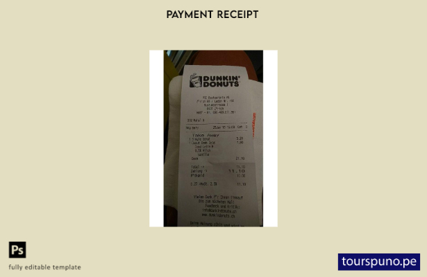 Plantilla de recibo de Dunkin Donuts lista para imprimir