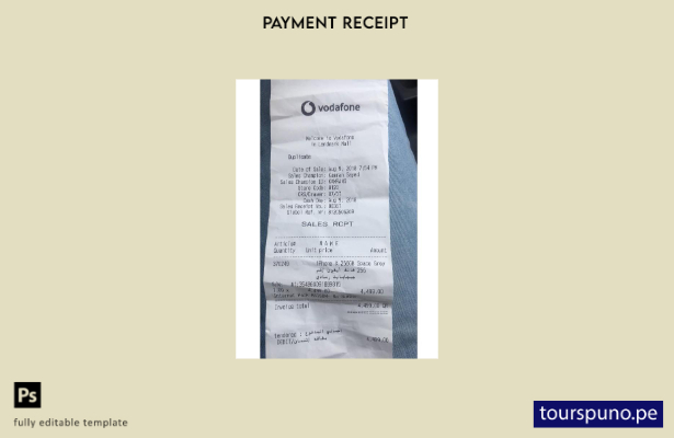 Plantilla de recibo de pago Vodafone lista para imprimir