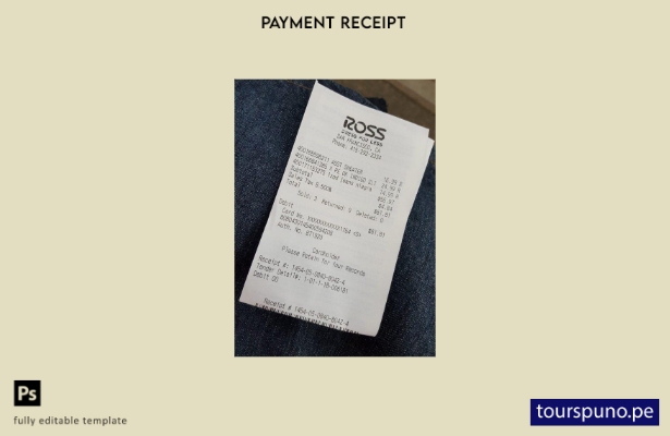 Plantilla de recibo de pago de la tienda Ross lista para imprimir