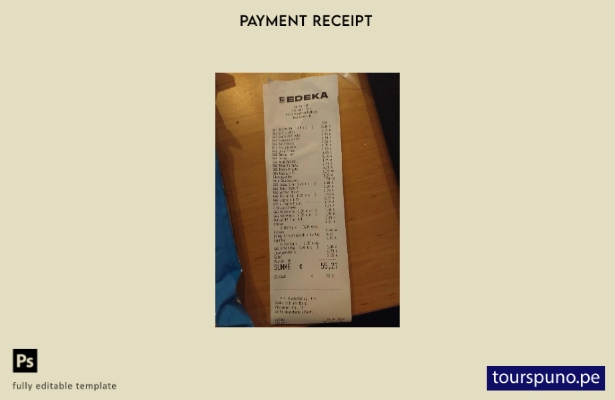 Plantilla de recibo de pago de supermercado Edeka lista para imprimir
