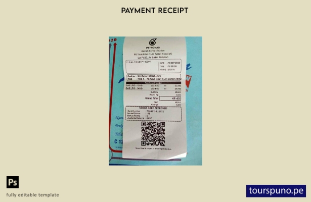 Plantilla de recibo de pago del grupo Petronas lista para imprimir