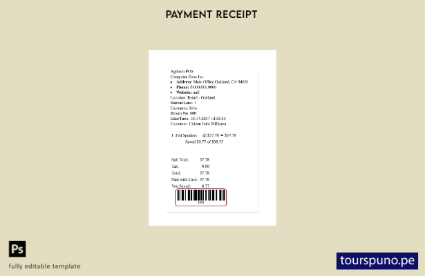 lista para imprimir la plantilla de cheque de pago Agiliron Pos