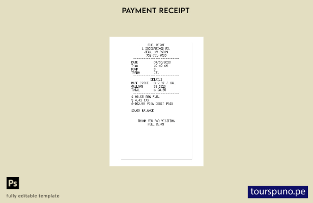 lista para imprimir la plantilla de cheque de pago de Fuel Depot