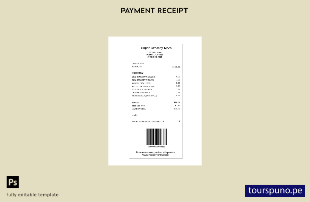 lista para imprimir la plantilla de cheque de pago de Super Grocery Mart