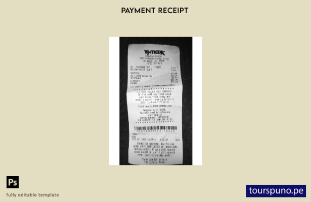 lista para imprimir la plantilla de recibo de pago de la tienda USA Tj Maxx