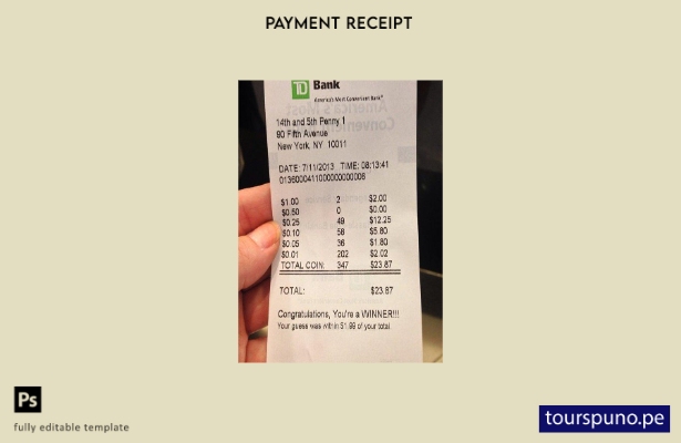lista para imprimir la plantilla de recibo de pago del banco USA Td