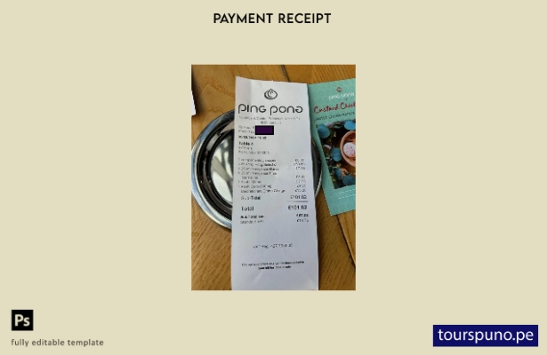 lista para imprimir plantilla de recibo de pago de restaurantes de ping pong