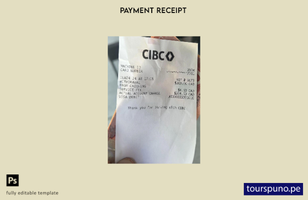 listo para imprimir la plantilla de cheque de pago bancario Cibc de Canadá