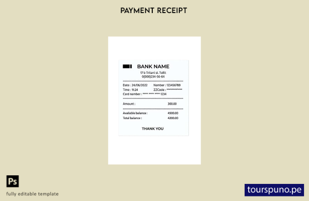 listo para imprimir plantilla de recibo de pago bancario