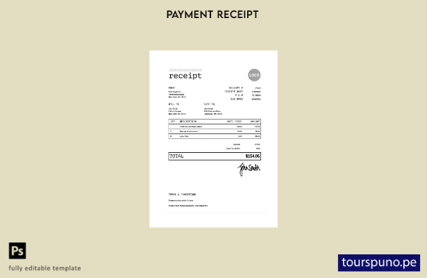 plantilla de plantilla de recibo lista para imprimir