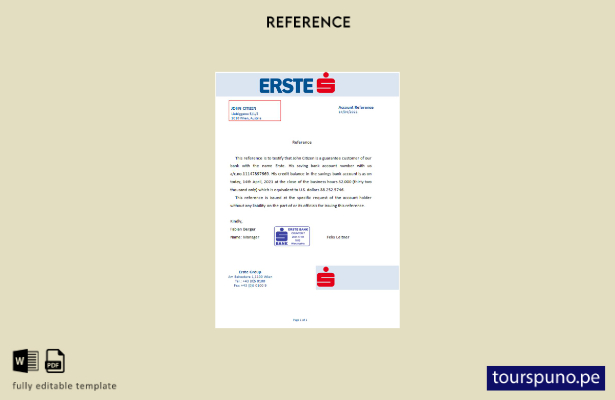 Plantilla de referencia Austria Erste lista para imprimir