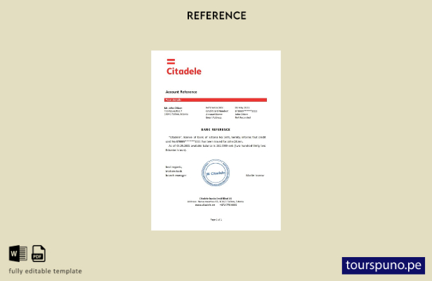 Plantilla de referencia Citadele de Estonia lista para imprimir