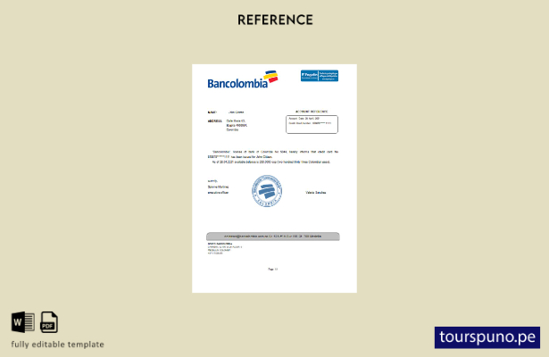 Plantilla de referencia Colombia Bancolombia lista para imprimir
