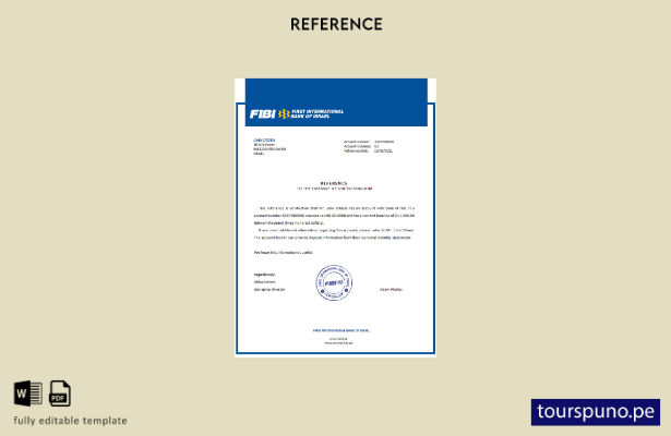 Plantilla de referencia FIBI de Israel lista para imprimir