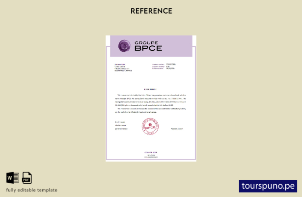 Plantilla de referencia de France Groupe BPCE lista para imprimir