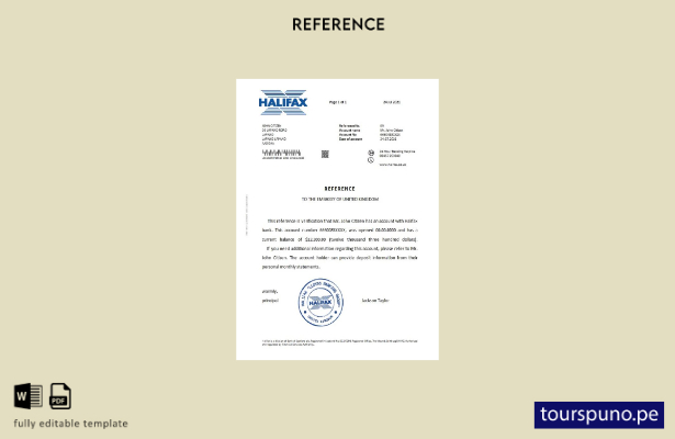 Plantilla de referencia de Halifax del Reino Unido lista para imprimir