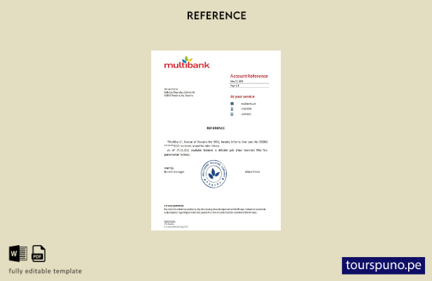 Plantilla de referencia de Multibank Panamá lista para imprimir
