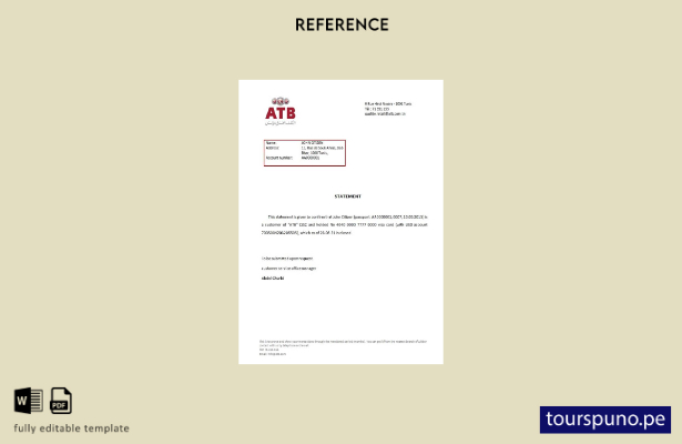 Plantilla de referencia de cierre de ATB de Túnez lista para imprimir