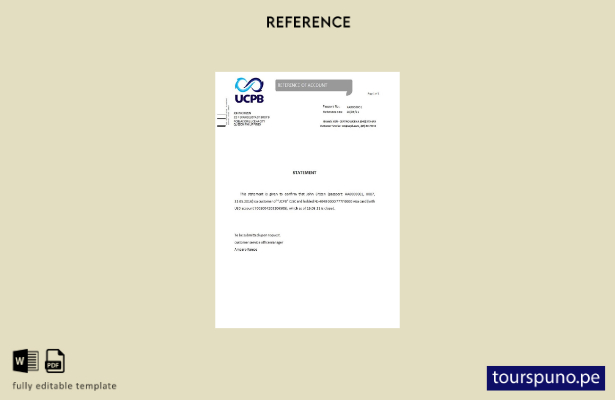 Plantilla de referencia de cierre de UCPB de Filipinas lista para imprimir
