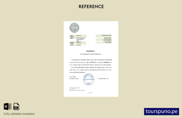 Plantilla de referencia del Banco Central de Liberia lista para imprimir