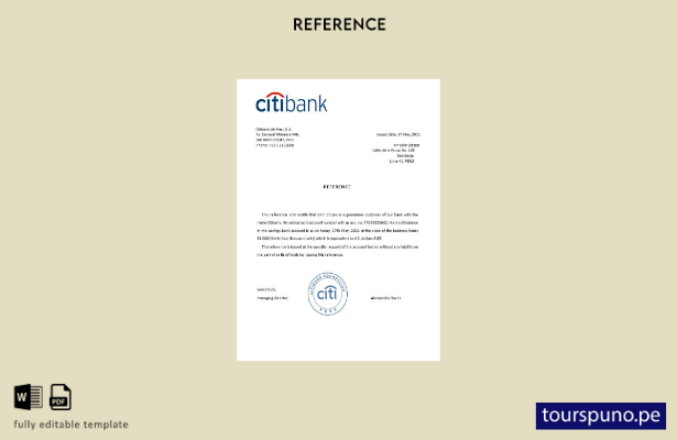 lista para imprimir plantilla de referencia de Citibank Perú