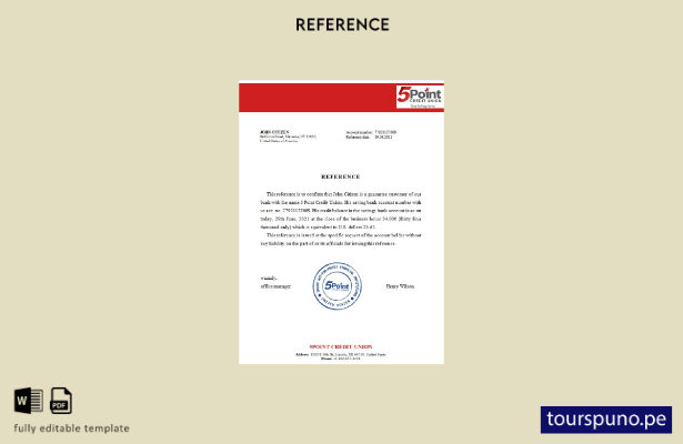 lista para imprimir plantilla de referencia de USA Point Bank