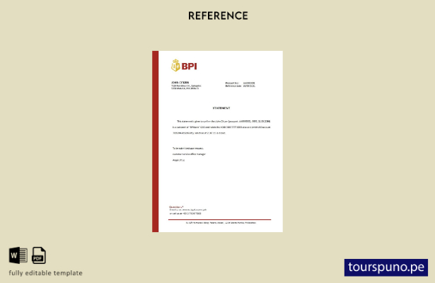 lista para imprimir plantilla de referencia de cierre de BPI de Filipinas
