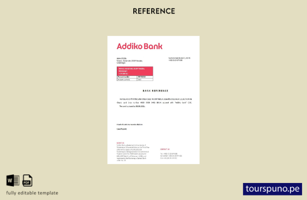lista para imprimir plantilla de referencia de cierre del banco Addiko de Monten
