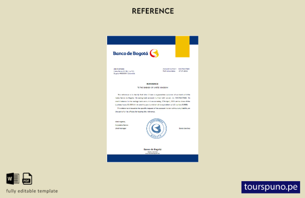 lista para imprimir plantilla de referencia del Banco de Bogotá Colombia