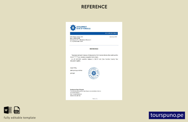 lista para imprimir plantilla de referencia del Banco de Desarrollo de Mongolia