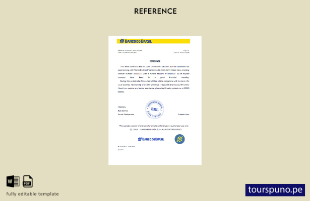 lista para imprimir plantilla de referencia del Banco do Brasil de Brasil